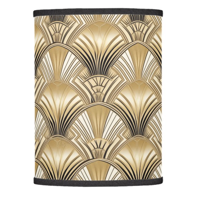 Elegant gold black Art Deco pattern Lamp Shade (Front)