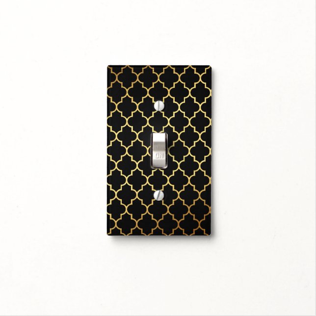 Elegant gold black art deco pattern switch cover (In Situ)