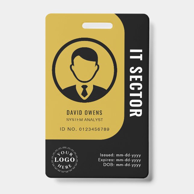 Elegant Gold Black Badge for IT Professionals (Front)