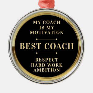 Elegant Gold Black Best Coach Champion Medal Metal Ornament