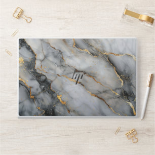 Elegant Gold Black Black Texture Marble HP Laptop Skin