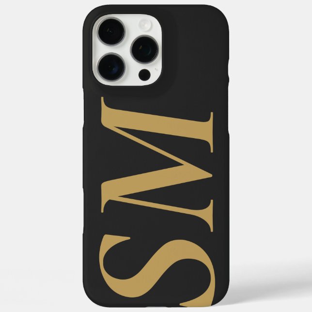 Elegant Gold Black Bold Initial Monogram Case-Mate iPhone Case (Back)