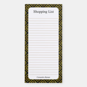 Elegant Gold Black Border LIned Magnetic Notepad