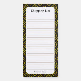 Elegant Gold Black Border LIned Magnetic Notepad