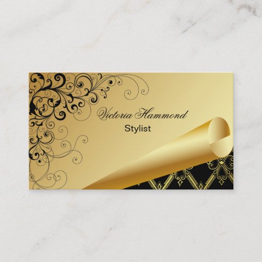Customizable Elegant Gold &amp; Black Business Card