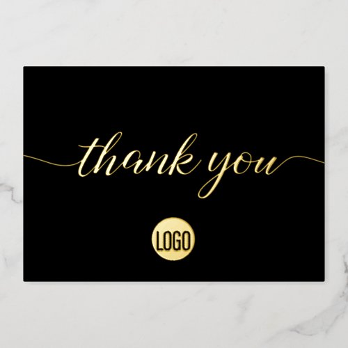 Elegant Gold Black Business Thank you  Foil Holiday Card