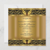 Elegant Gold Black Butterfly Birthday Party Invitation (Back)