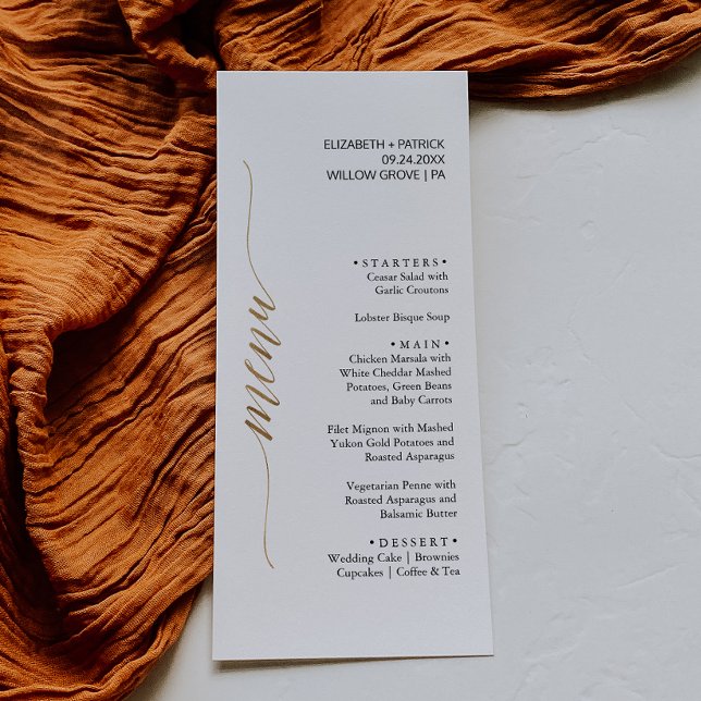 Elegant Gold & Black Calligraphy Dinner Menu Card (Creator Uploaded)