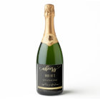 Elegant Gold Black Cheers Birthday Wine Label