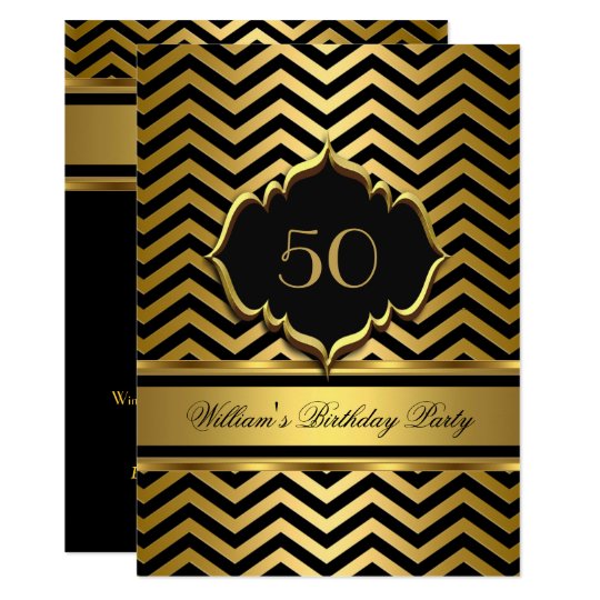 Elegant Gold Black Chevron Birthday Party Invitation | Zazzle.com