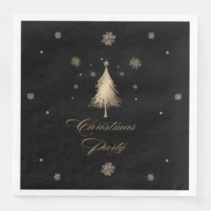 Elegant Gold Black Christmas Party Paper Dinner Napkins