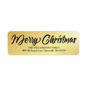 Elegant Gold Black Christmas Return Address Labels