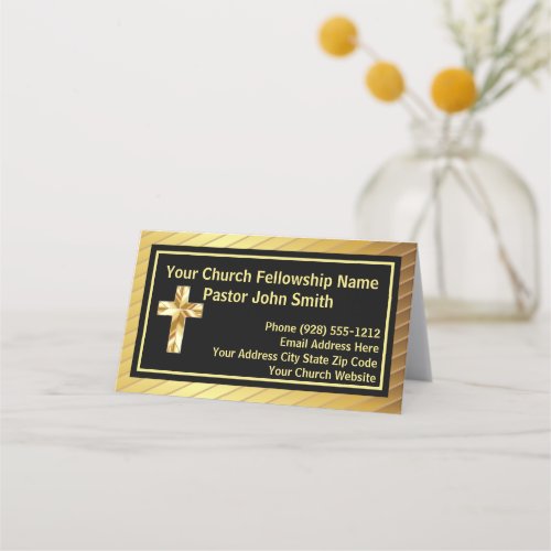 Elegant Gold Black Church Pastor Appointment Card