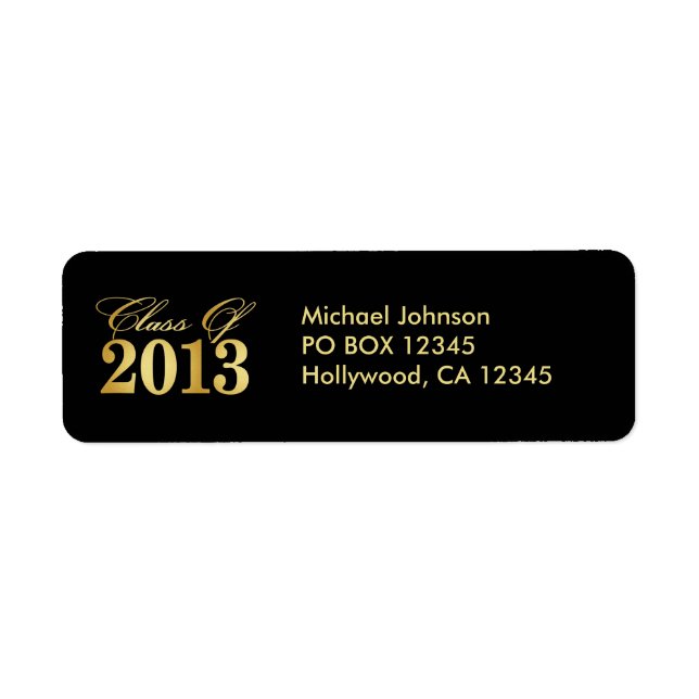 Elegant Gold / Black Class of 2013 Labels (Front)