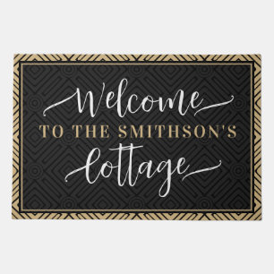 Elegant Gold & Black Classy Welcome To Our Cottage Doormat