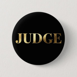 Elegant Gold Black Contest Judge Badge Button