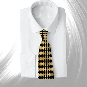 Elegant Gold Black Diamond  Neck Tie