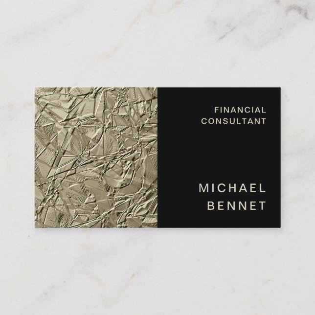 Elegant Gold Black Finance Consultant Business Card (Front)