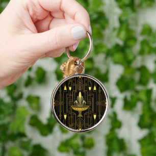 Elegant gold black gatsby keychain