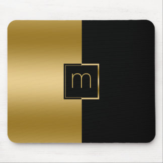 Elegant Gold & Black Geometric Design Mouse Pad