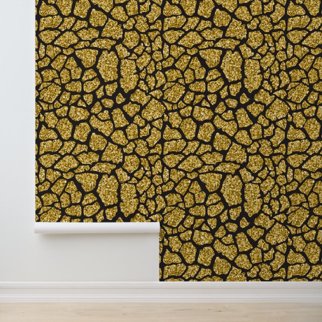 Elegant gold black giraffe print  wallpaper  (Application)