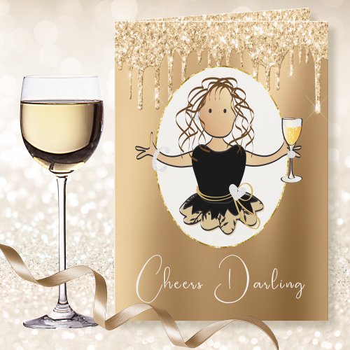 Elegant Gold Black Glam Fabulous Female Birthday  Card