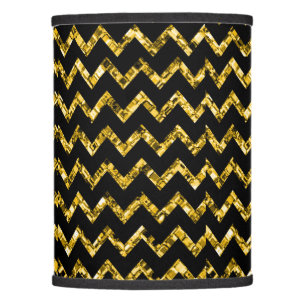 Elegant Gold Black Glitter Chevron Stripes Chic Lamp Shade