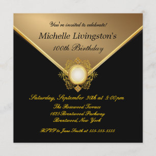 Elegant Gold Black Ladies Party Invitations