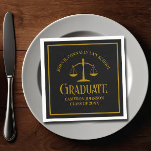 Elegant Gold Black Law School Graduation Party Napkins
