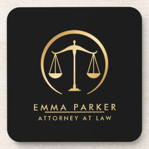 Elegant Gold & Black Lawyer Black Beverage Coaster