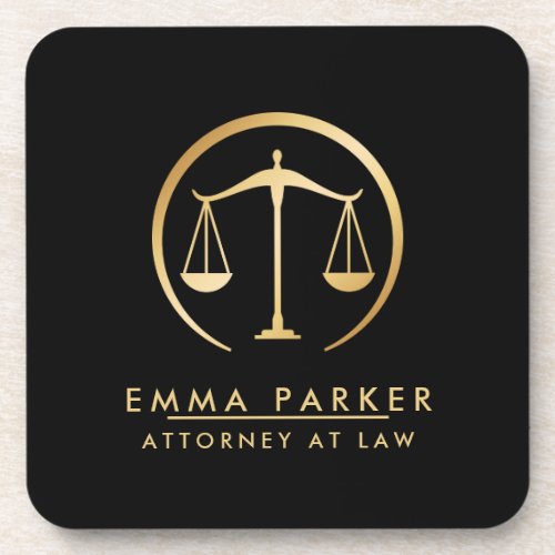 Elegant Gold  Black Lawyer Black Beverage Coaster