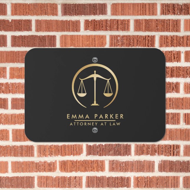 Elegant Gold & Black Lawyer Black Metal Sign (In Situ(Brick))