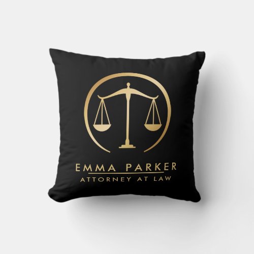 Elegant Gold  Black Lawyer Black Throw Pillow