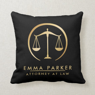 Elegant Gold & Black Lawyer Black Throw Pillow
