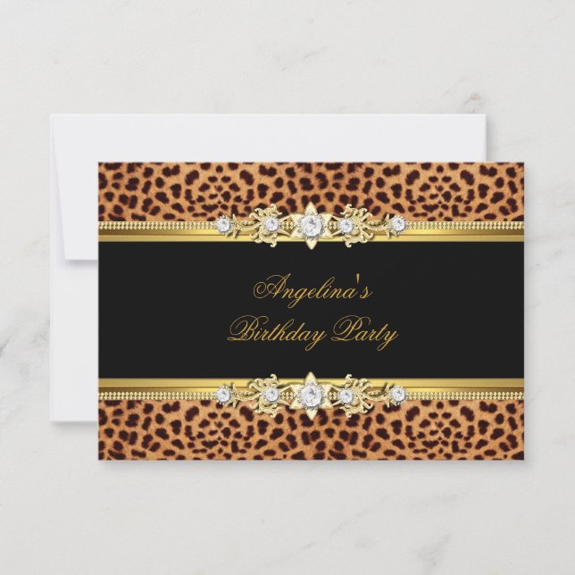 Elegant Gold Black Leopard Birthday Party Invitation (Front)