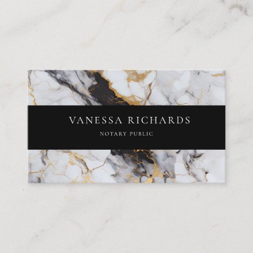 Elegant Gold Black Marble QR Code Notary Photo  Business Card