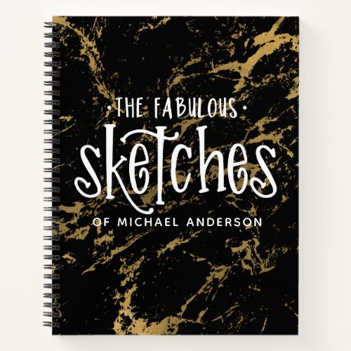 Elegant Gold Black Marble Sketchbook Notebook