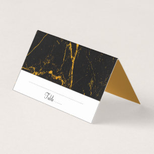 Elegant Gold Black Marble Table Place Card