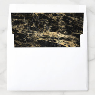 Elegant Gold & Black Marble Wedding Envelope Liner