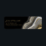 Elegant Gold Black Marble Wedding Return Address L Label<br><div class="desc">Return address label with black marble agate and gold background is perfect for wedding mailing.</div>