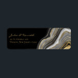 Elegant Gold Black Marble Wedding Return Address L Label<br><div class="desc">Return address label with black marble agate and gold background is perfect for wedding mailing.</div>