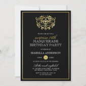 Elegant Gold & Black Masquerade Surprise Party Invitation (Front)
