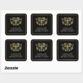 Elegant Gold & Black Masquerade Surprise Party Square Sticker (Sheet)
