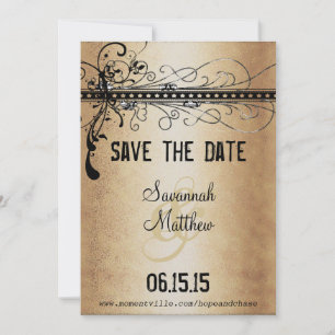 Elegant Gold & Black Medieval Renaissance Wedding Save The Date
