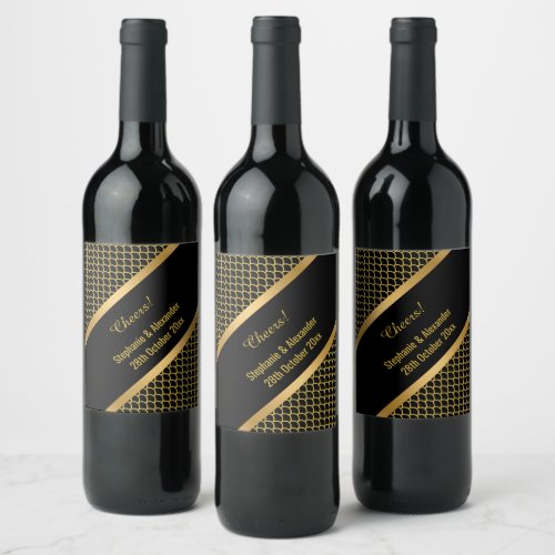 ELEGANT GOLD BLACK MERMAID PATTERN CUSTOMIZABLE WINE LABEL