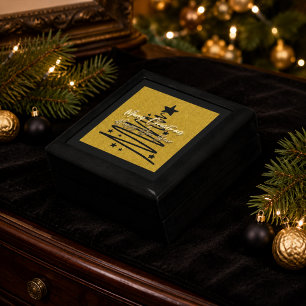 Elegant Gold Black Merry Christmas Happy New Year Gift Box