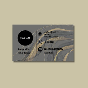 Elegant Gold Black Minimalist Professional logo Business Card