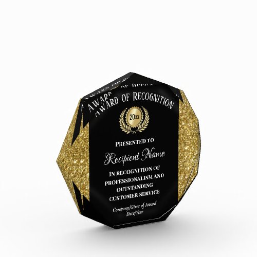 Elegant Gold Black Modern Custom Business Company Acrylic Award