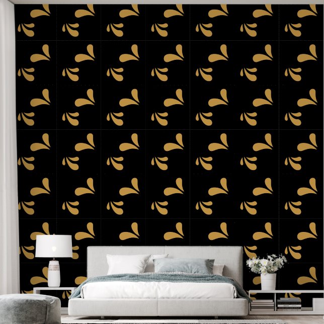 Elegant Gold Black Modern Pattern Wallpaper (Bedroom)