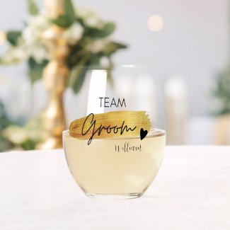 Elegant Gold & Black Modern Typography Team Groom